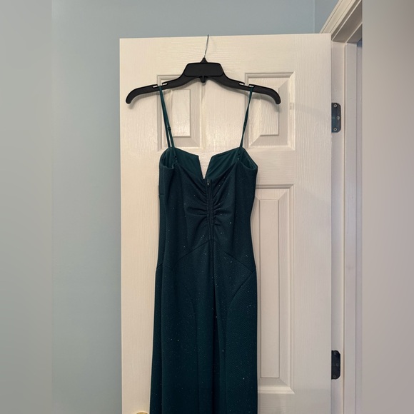 Green Glittery Long Formal Gown - Picture 3 of 8